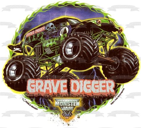 Grave Digger Monster Jam Monster Truck Edible Cake Topper Image ...