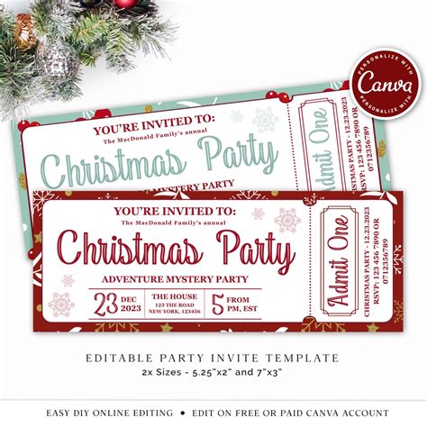 CANVA Christmas Party Invitation Editable Template Instant - Etsy