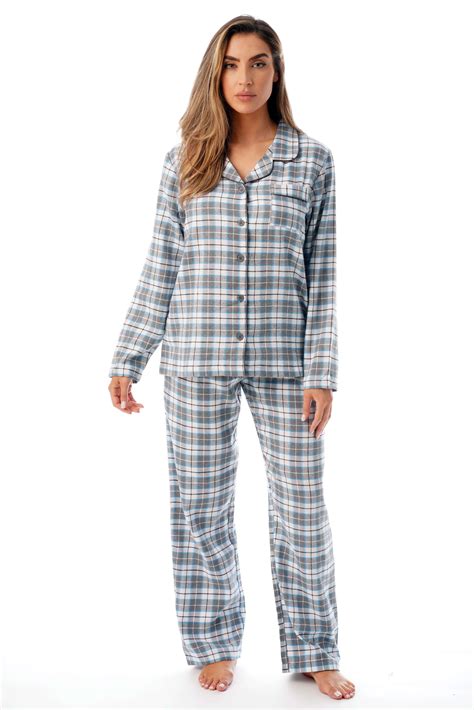 Just Love Womens Plus Size Cotton Plaid Long Sleeve Flannel Pajama Set