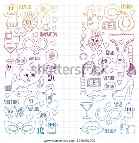 Funny Icons Sex Shop Cute Cartoon Stock Vector Royalty Free Shutterstock