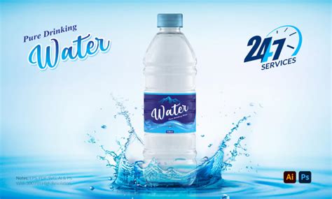 Do Premium Water Bottle Label Design With 3d Mockup By Bejoychandra