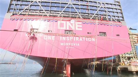 “世界最大級”コンテナ船 名称は「one Inspiration」大きさは“戦艦大和”の15倍 呉で建造 アジアとヨーロッパの物流結ぶ