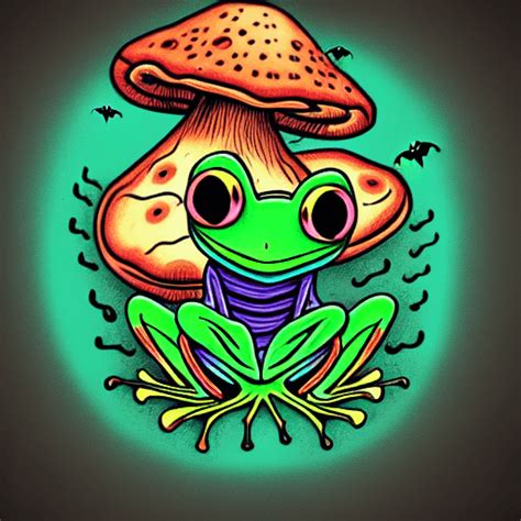 Spooky Frog On A Mushroom Creative Fabrica