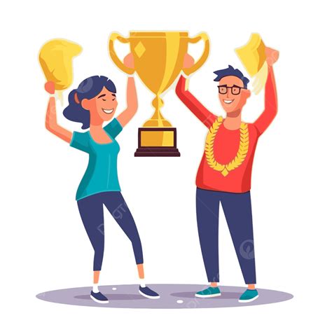 Competition Clipart Young People Holding Trophies Of Winning A Contest ...