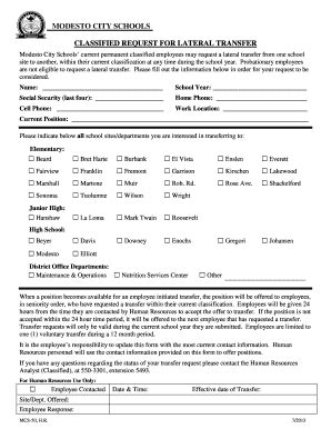 Fillable Online Classified Request For Lateral Transfer Fax Email Print