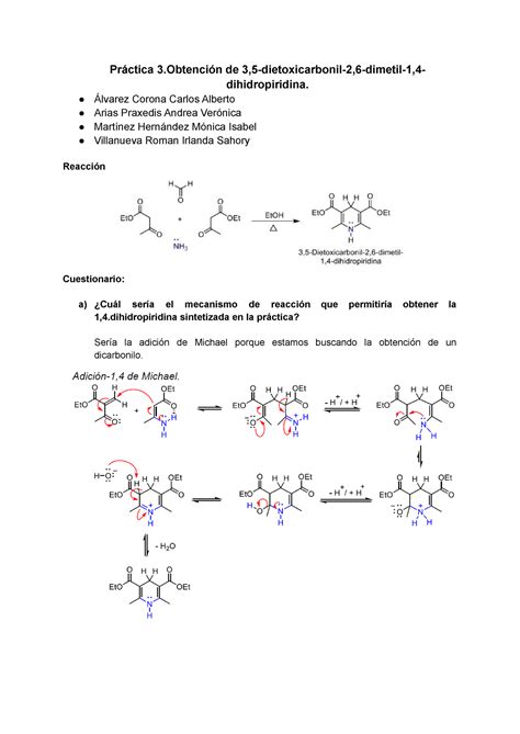 Pr Ctica Obtenci N De Dihidropiridina Pr Ctica N De