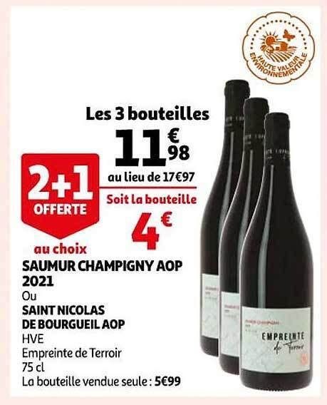 Promo Saumur Champigny Aop 2021 Ou Saint Nicolas De Bourgueil Aop Hve