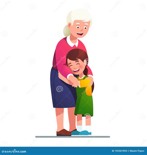 Abuela Sonriente Abrazando Al Nieto De La Nieta Ilustraci N Del Vector