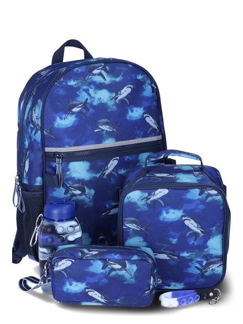 Wonder Nation Boys 17 Shark Laptop Backpack And Lunch Bag 5 Piece Set