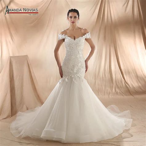 Amanda Novias 2022 New Model Mermaid Wedding Gown Beading Lace Wedding