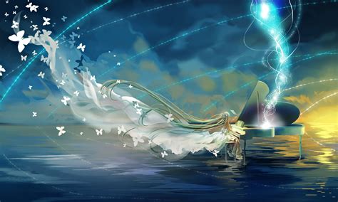 Girl anime character playing piano illustration HD wallpaper | Wallpaper Flare