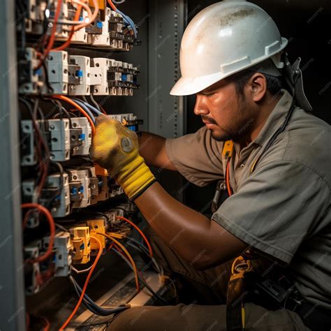 Premium Photo | Electrician at work with Safety gear