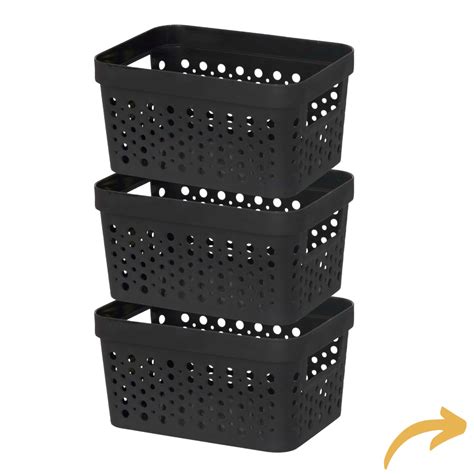 Kit 3 Caixa Cesto Organizador Preto 2 Litros Rattan 16cm X 9 5cm