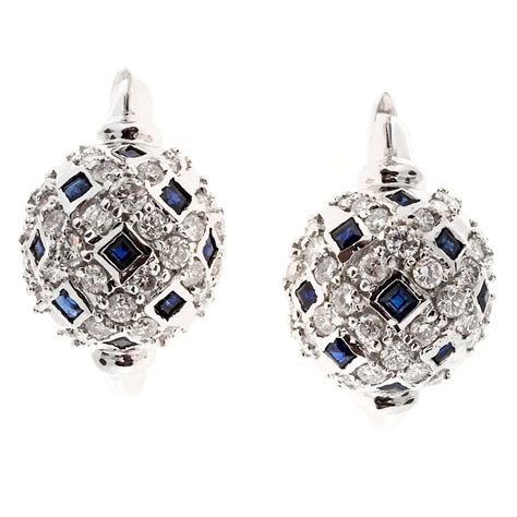 Sapphire Diamond Gold Dangle Earrings at 1stDibs