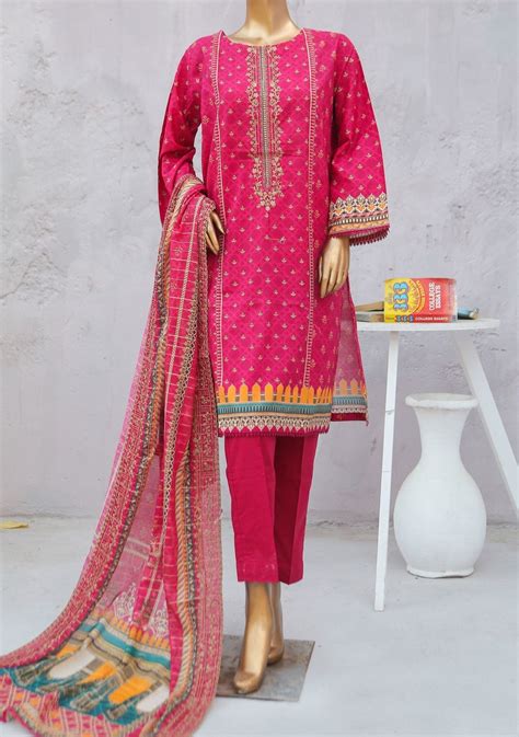 Bin Saeed Ready Made Embroidered Cotton Dress Db24270