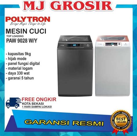 Jual MESIN CUCI 1 TABUNG POLYTRON PAW 9028 TOP LOADING 9 KG ZEROMATIC