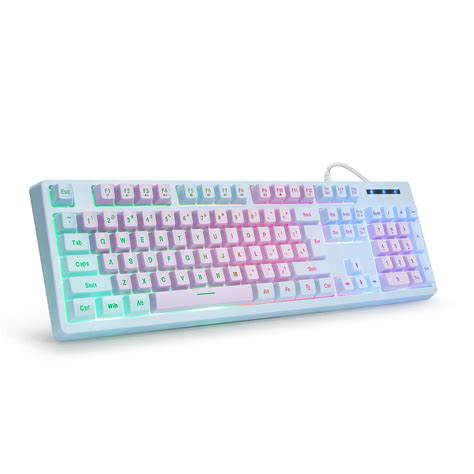 HUO JI Gaming Keyboard USB Wired With Rainbow LED Backlit Floating