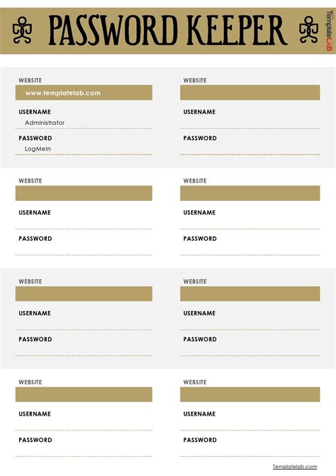 20 Best Password List Templates Word Excel And Pdf Templatelab