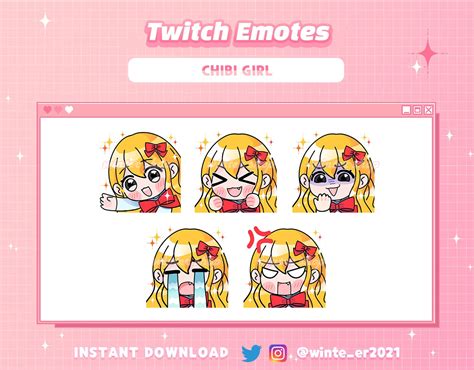 Blonde Hair Black Eyes Chibi Girl Twitch Emotes Etsy