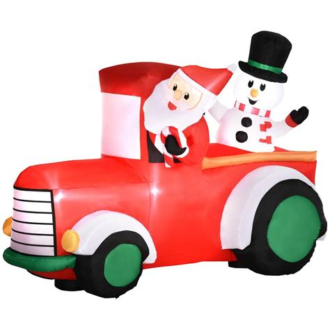 Outsunny Ft Led Animatronic Santa Claus Driving A Car With Snowman