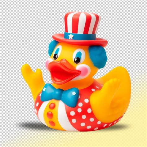 Premium PSD Psd Yellow Rubber Duck Clown On A Transparent Background