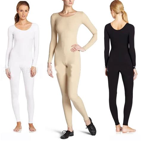 Adult Women Full Body Ballet Dance Unitard Long Sleeve Black Nude Leotard Spandex Ballet