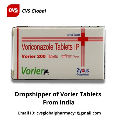 Voriconazole Tablets Vorier Tablet Voriconazole 3 X 1 X 4 Tablets