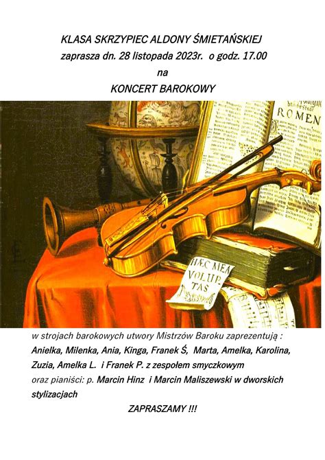 Koncert Barokowy W Wykonaniu Skrzypk W Z Klasy P Aldony Mieta Skiej