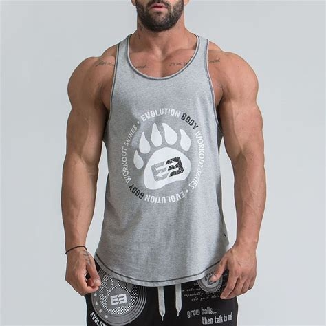 Printed Sleeveless Mens Workout And Bodybuilding Stringers Mens