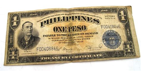 Philippine 1944 ONE Peso Victory Series 66 WW II Blue Seal Note Etsy