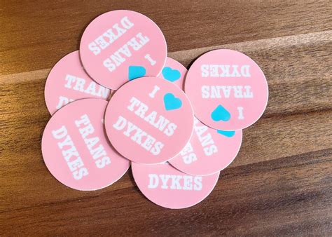 Retro Lesbian Sticker I Heart Trans Dykes 2 Waterproof Vinyl Stickers Etsy