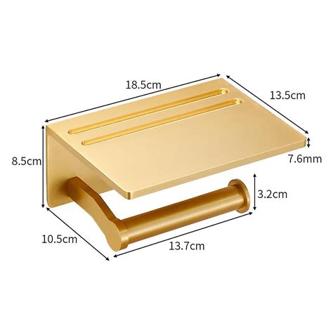 Toilet Paper Holder With Shelf Gold Anti Rust Aluminum Tissue Roll Holder With Mobile Phone