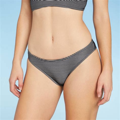 Women S Textured Cheeky Bikini Bottom Shade Shore Black White