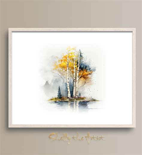 Watercolor Landscape Painting Calming Colors Lakes - Etsy