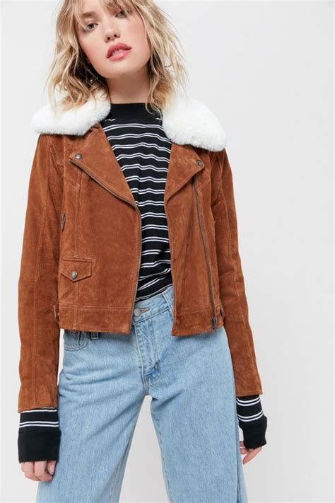 BLANKNYC Alder Suede Faux Fur Collar Moto Jacket Faux Fur Collar