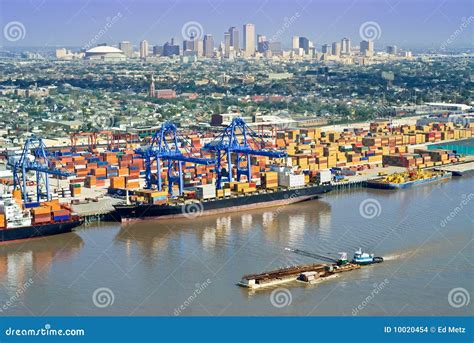 New Orleans Cityscape With Port Activity Stock Photo Image Of