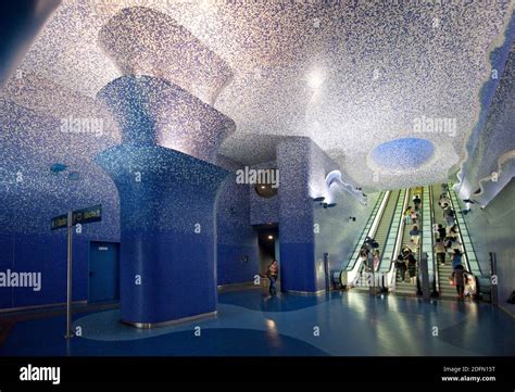 Inside The Metropolitana Underground Station Of Via Toledo Naples