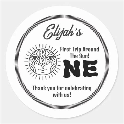 Boho First Trip Around The Sun 1st Birthday Party Classic Round Sticker