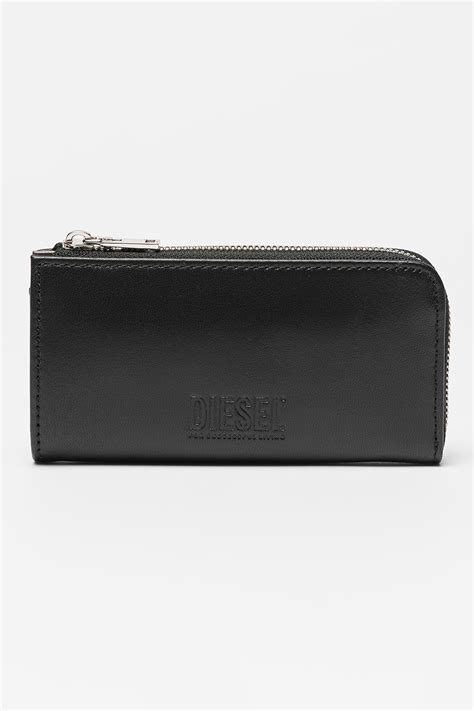 Diesel, Кожено портмоне Babykey с релефно лого, Черен - eMAG.bg