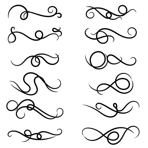 set of swirl border calligraphy and dividers decorative vector in ...