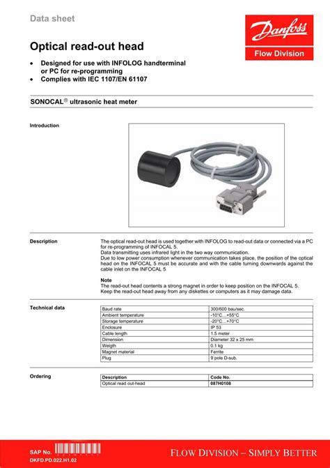 Data Sheet Optical Read Out Head