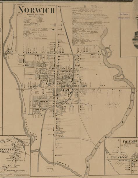 Norwich Village New York 1863 Old Town Map Custom Print Chenango Co