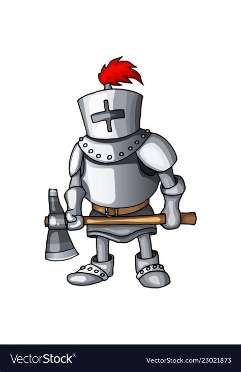 Cartoon Knight Full Body Armor Suit Standing Vector Image