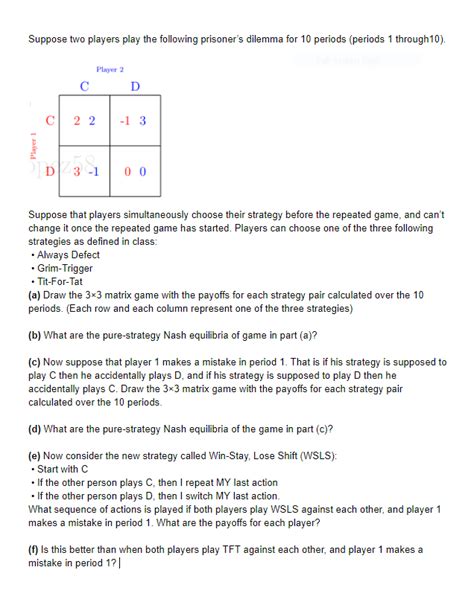 Solved Suppose Two Players Play The Following Prisoner S Chegg