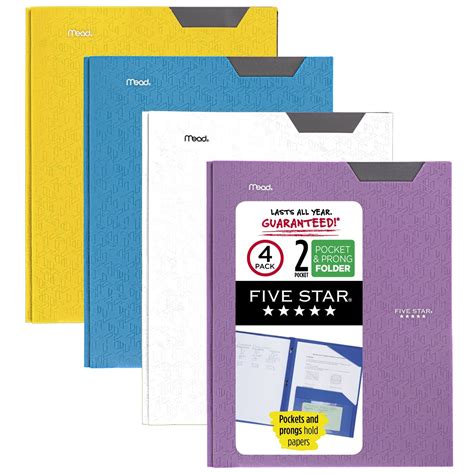 Buy Five Star 2-Pocket Folders, 4 Pack, Plastic Folders With Stay-Put