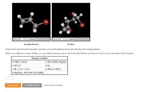 Solved Using Choices From The Table Of Reagents Show How Chegg