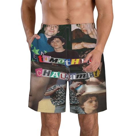 Mens Timothee Chalamet Swim Trunks Quick Dry Bathing Suits Holiday