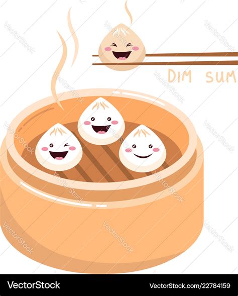 Cute Cartoon Dim Sum Traditional Chinese Dumplings