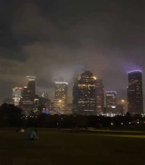 Houston City Downtown Houston Discovery Green Ocean At Night H Town