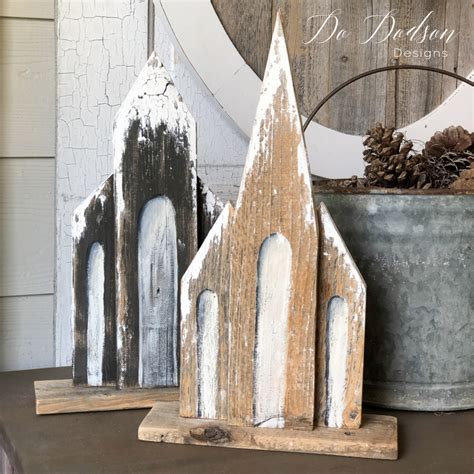 Wooden Churches - DIY Christmas Craft Decor - Do Dodson Designs